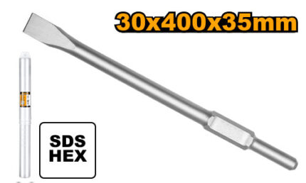 Burin hexagonal plat 30x410mm. Pour marteaux PDB17008/17018.