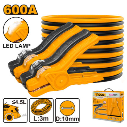 Câbles de démarrage 600A avec lampe LED. Longueur 3m.