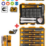 Set 45: 8 tournevis précision + 37 pièces (manche, 30 embouts 4mm).