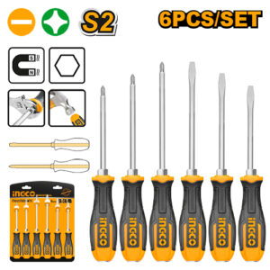 Set 6 tournevis à frapper (SL6.5/6.5/8, PH2/2/3). Acier S2.